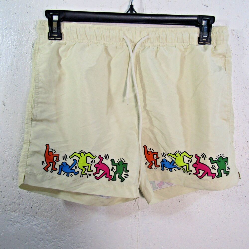 Keith Haring Swim Trunks Men's Size S Swimsuit Small Unlined Shorts Beach Surf